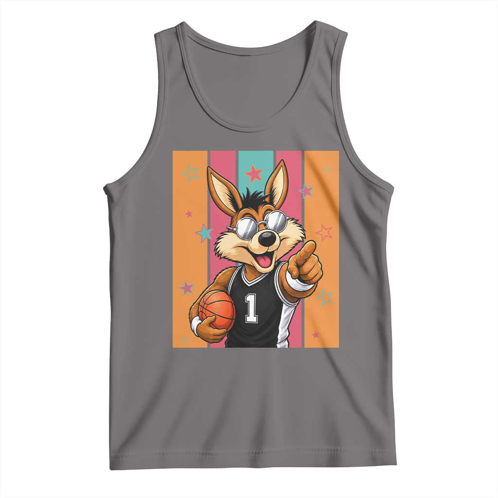 Funny Coyote Playing Basketball Tank Top Hoops Fan Gift