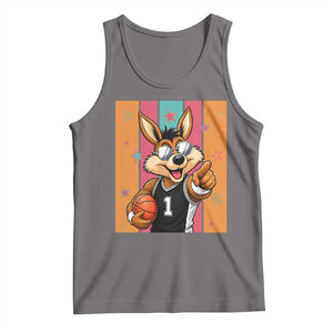 Funny Coyote Playing Basketball Tank Top Hoops Fan Gift
