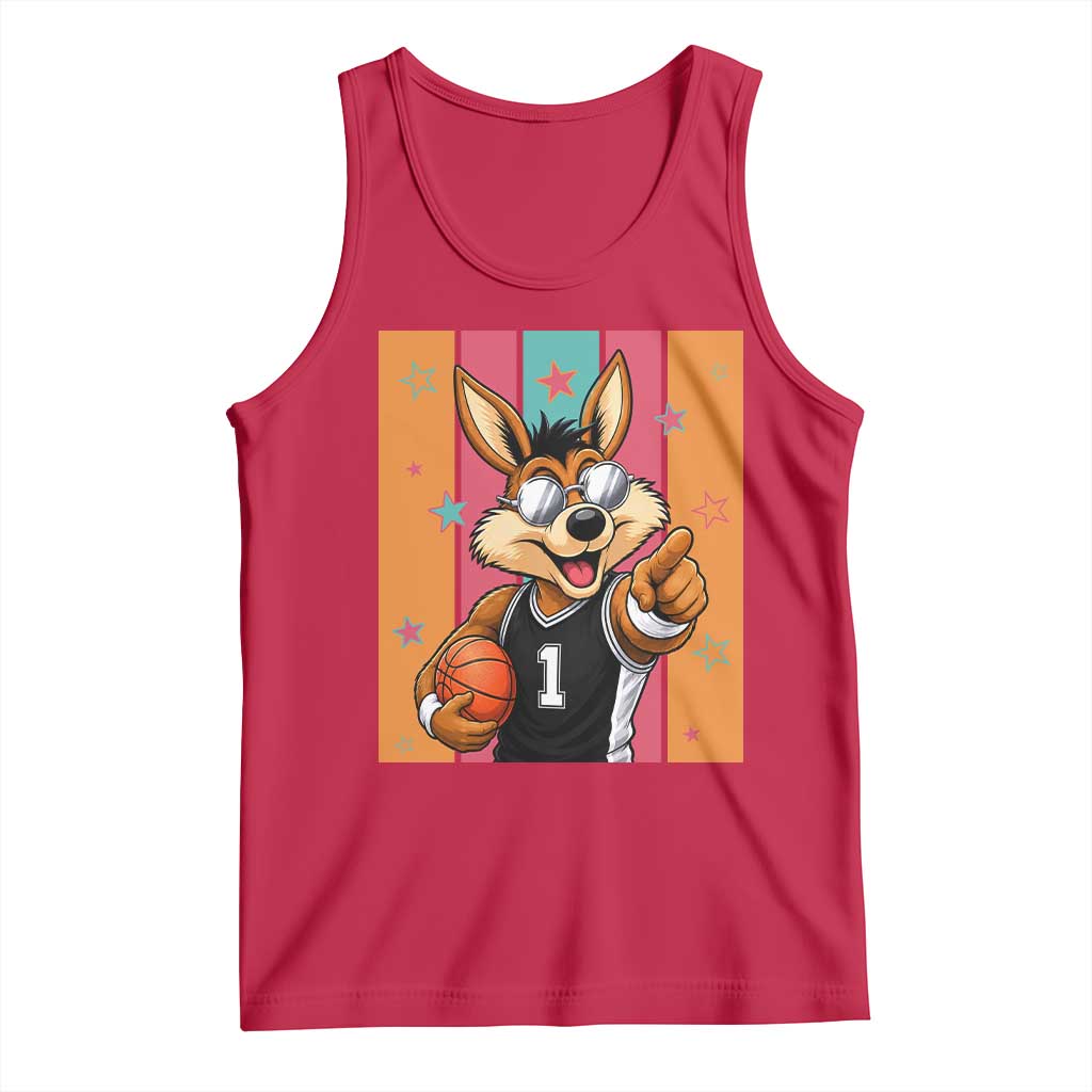 Funny Coyote Playing Basketball Tank Top Hoops Fan Gift