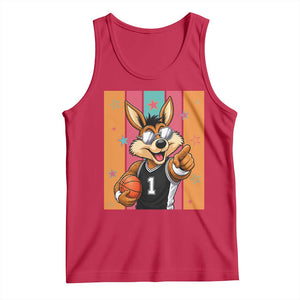 Funny Coyote Playing Basketball Tank Top Hoops Fan Gift