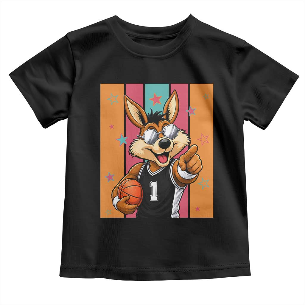 Funny Coyote Playing Basketball Toddler T Shirt Hoops Fan Gift