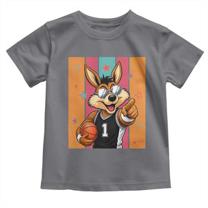 Funny Coyote Playing Basketball Toddler T Shirt Hoops Fan Gift