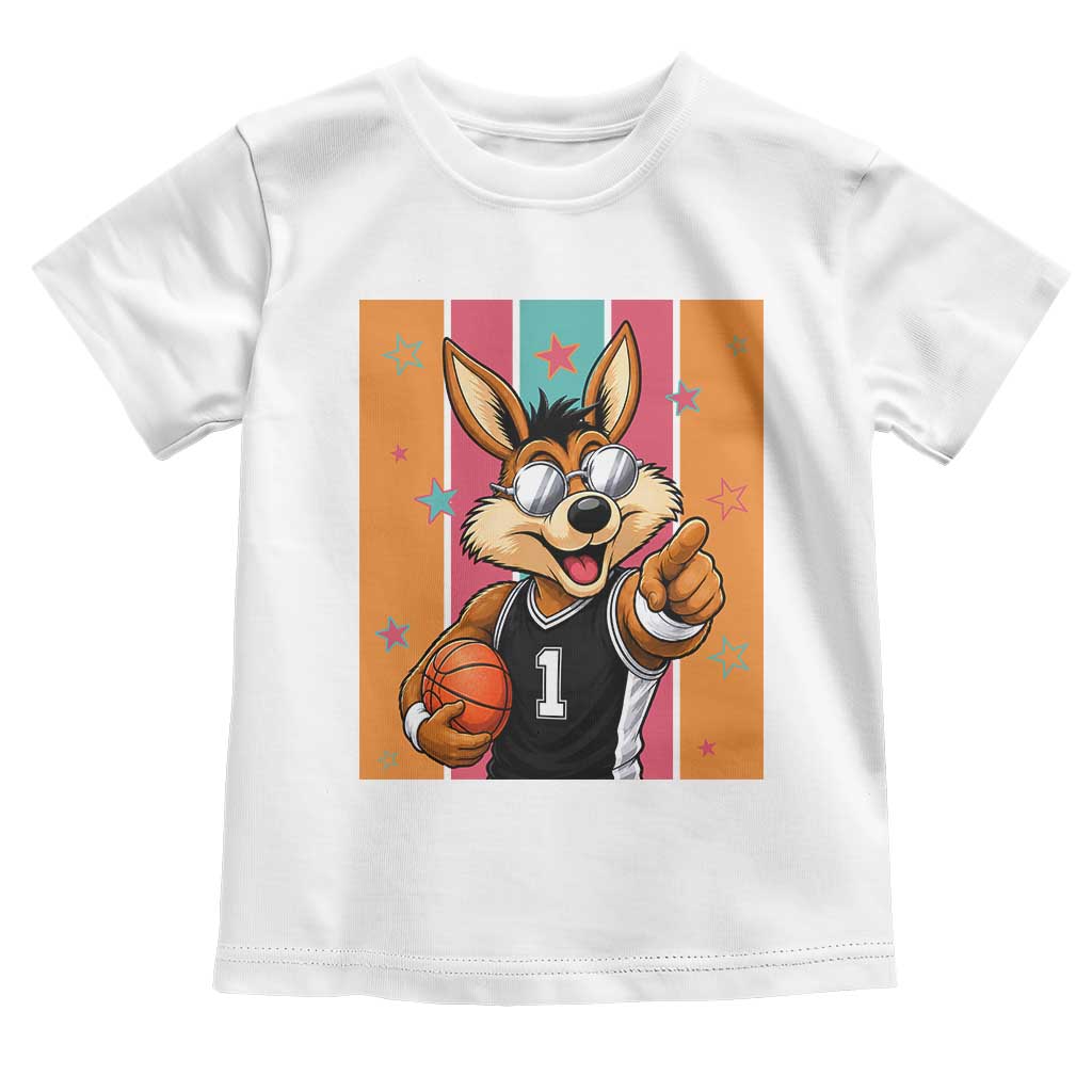 Funny Coyote Playing Basketball Toddler T Shirt Hoops Fan Gift