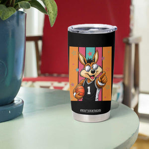 Funny Coyote Playing Basketball Tumbler Cup Hoops Fan Gift