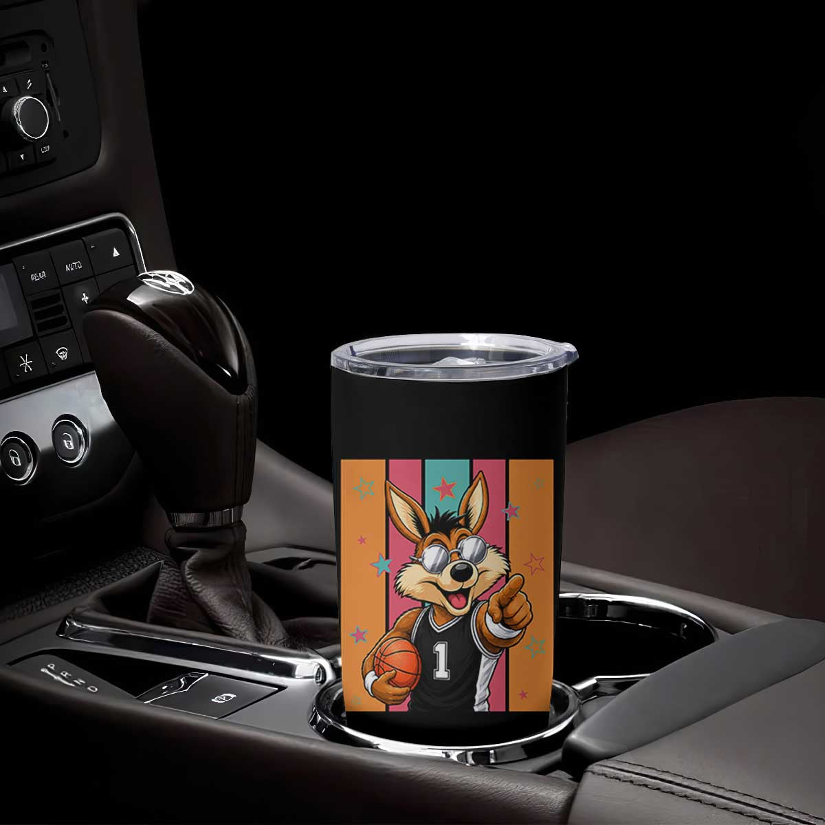 Funny Coyote Playing Basketball Tumbler Cup Hoops Fan Gift