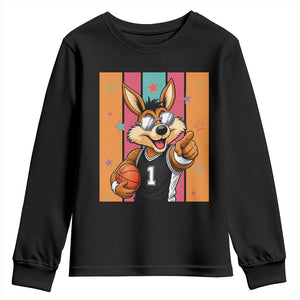 Funny Coyote Playing Basketball Youth Sweatshirt Hoops Fan Gift