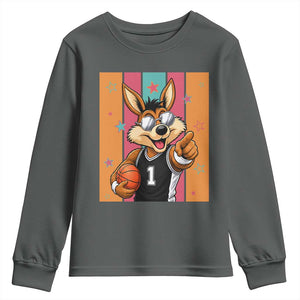 Funny Coyote Playing Basketball Youth Sweatshirt Hoops Fan Gift