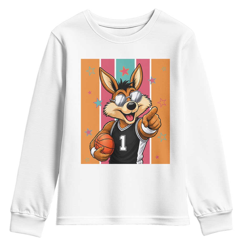 Funny Coyote Playing Basketball Youth Sweatshirt Hoops Fan Gift