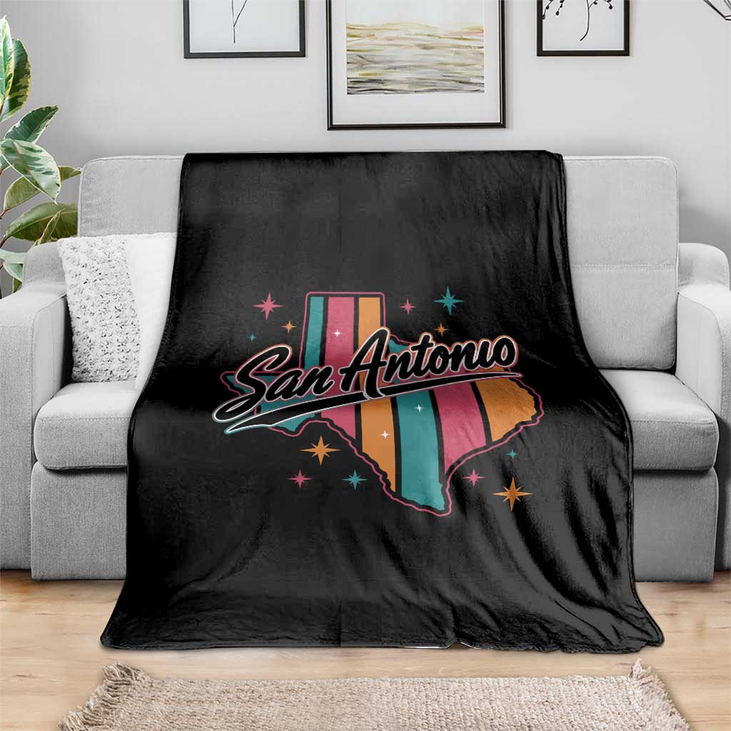 San Antonio Game Day Spirit Throw Blanket Texas Map Pride