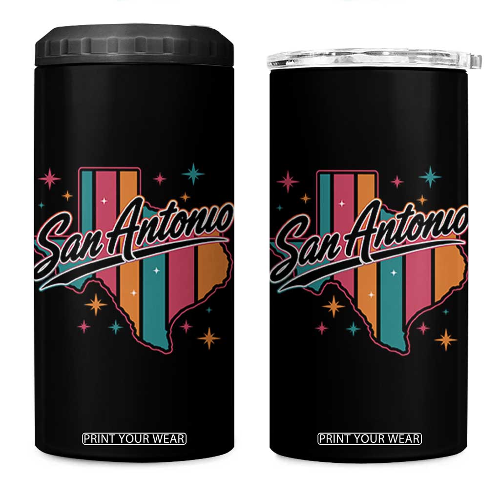 San Antonio Game Day Spirit 4 in 1 Can Cooler Tumbler Texas Map Pride