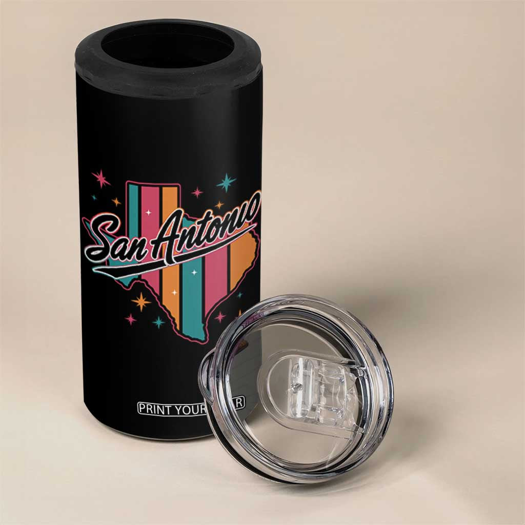 San Antonio Game Day Spirit 4 in 1 Can Cooler Tumbler Texas Map Pride