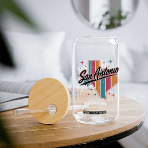 San Antonio Game Day Spirit Glass Can Texas Map Pride