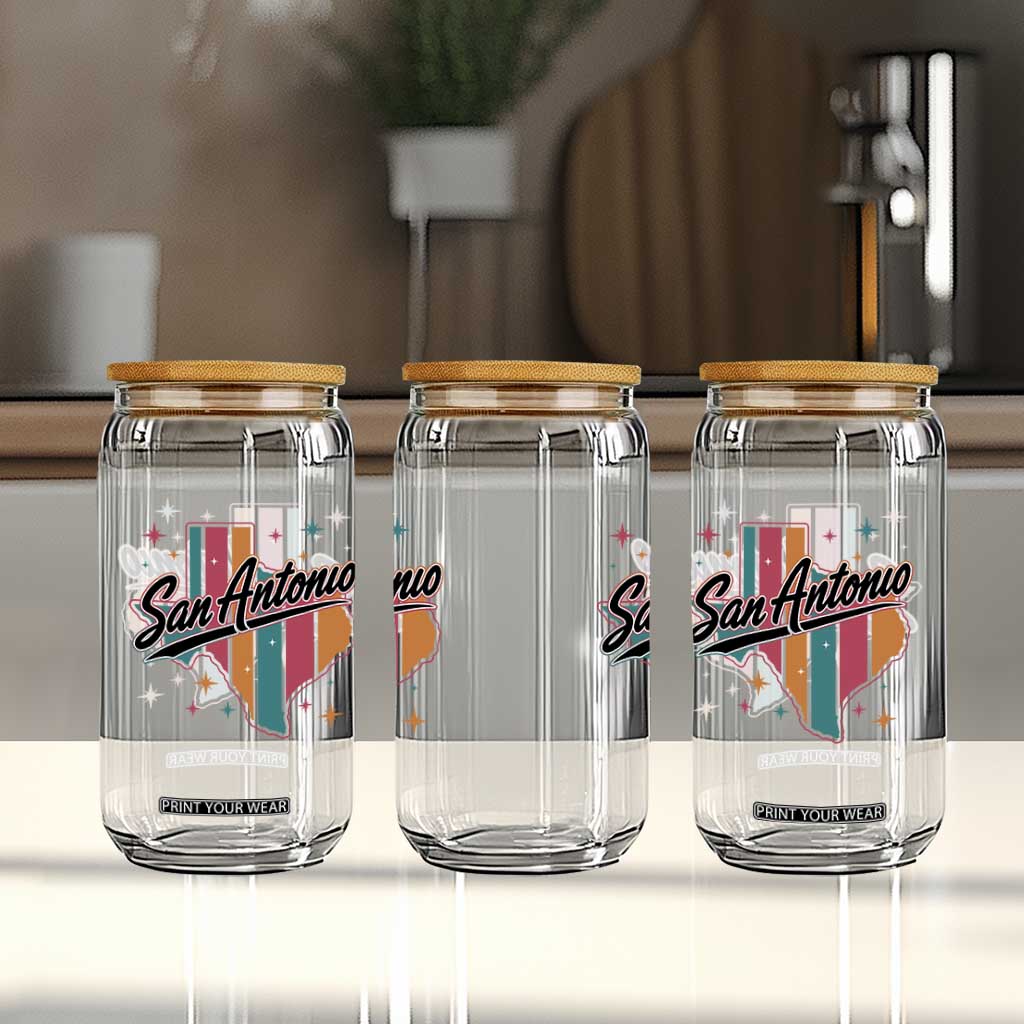 San Antonio Game Day Spirit Glass Can Texas Map Pride