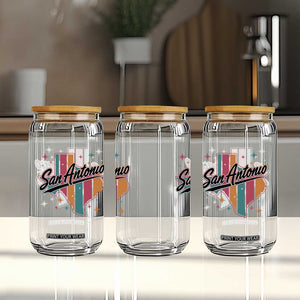 San Antonio Game Day Spirit Glass Can Texas Map Pride