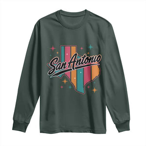 San Antonio Game Day Spirit Long Sleeve Shirt Texas Map Pride TS12 Dark Forest Green Print Your Wear