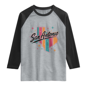 San Antonio Game Day Spirit Raglan Shirt Texas Map Pride TS12 Heather Gray Black Print Your Wear