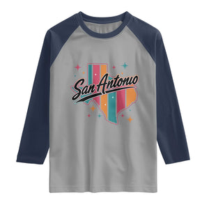 San Antonio Game Day Spirit Raglan Shirt Texas Map Pride TS12 Sport Gray Navy Print Your Wear