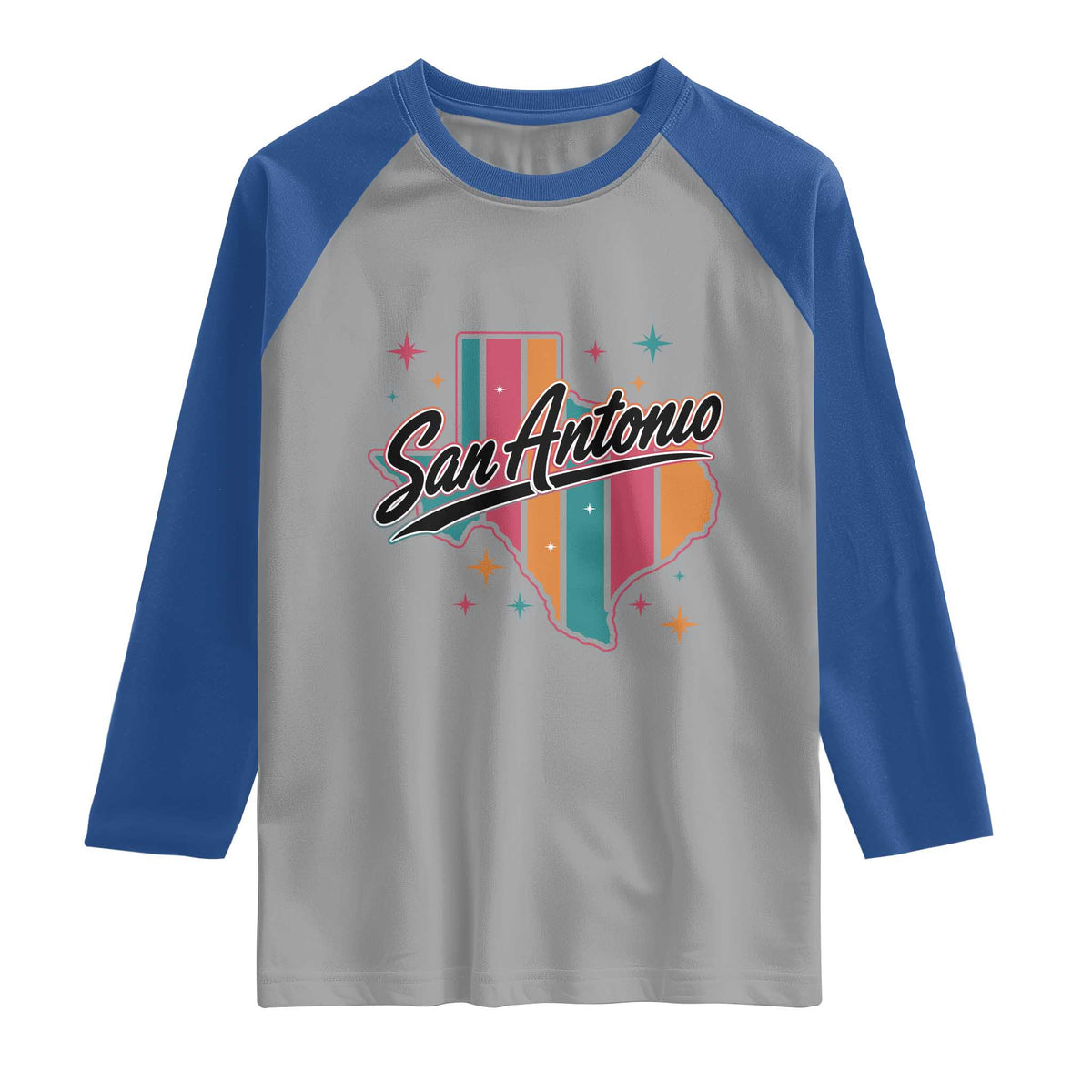 San Antonio Game Day Spirit Raglan Shirt Texas Map Pride TS12 Sport Gray Royal Print Your Wear