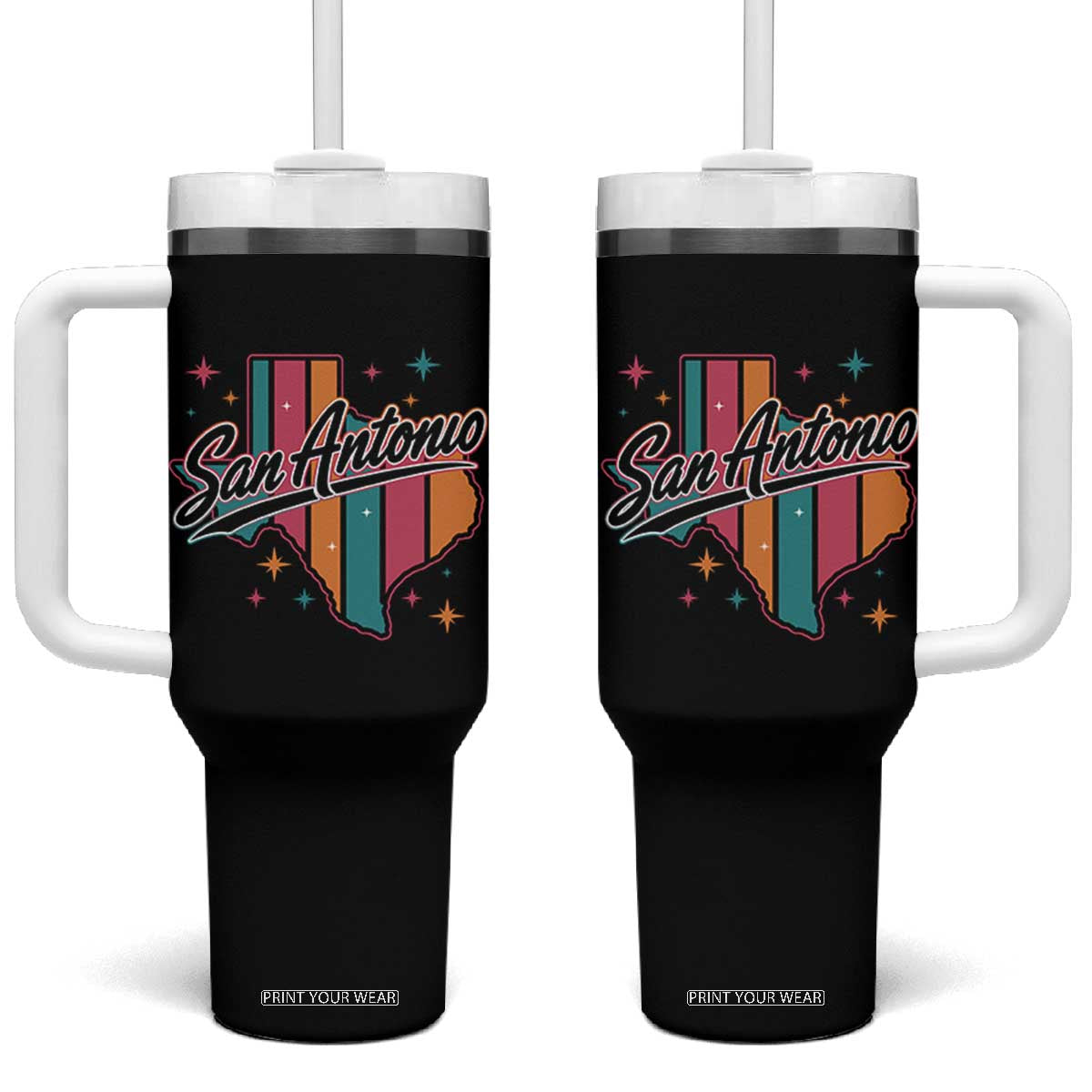 San Antonio Game Day Spirit Tumbler With Handle Texas Map Pride