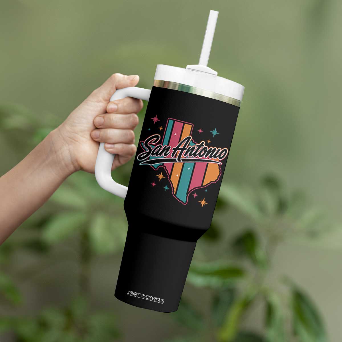 San Antonio Game Day Spirit Tumbler With Handle Texas Map Pride