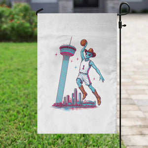 Funny Alien Cowboy Dunking Basketball Garden Flag San Antonio Skyline TS12 Print Your Wear