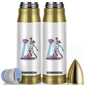 Funny Alien Cowboy Dunking Basketball Bullet Tumbler San Antonio Skyline