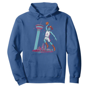 Funny Alien Cowboy Dunking Basketball Hoodie San Antonio Skyline TS12 Royal Blue Print Your Wear