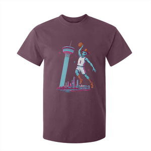 Funny Alien Cowboy Dunking Basketball T Shirt For Kid San Antonio Skyline