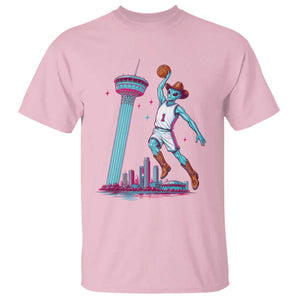 Funny Alien Cowboy Dunking Basketball T Shirt San Antonio Skyline