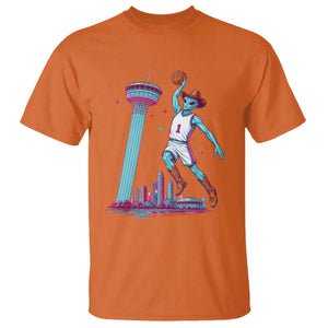 Funny Alien Cowboy Dunking Basketball T Shirt San Antonio Skyline