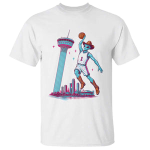 Funny Alien Cowboy Dunking Basketball T Shirt San Antonio Skyline