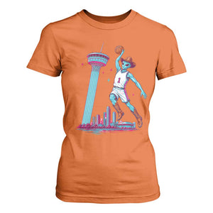 Funny Alien Cowboy Dunking Basketball T Shirt For Women San Antonio Skyline