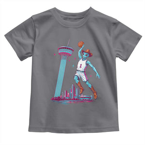 Funny Alien Cowboy Dunking Basketball Toddler T Shirt San Antonio Skyline
