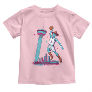 Funny Alien Cowboy Dunking Basketball Toddler T Shirt San Antonio Skyline