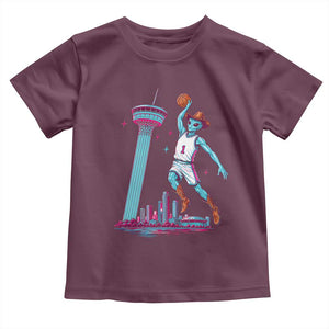 Funny Alien Cowboy Dunking Basketball Toddler T Shirt San Antonio Skyline