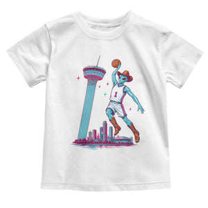 Funny Alien Cowboy Dunking Basketball Toddler T Shirt San Antonio Skyline