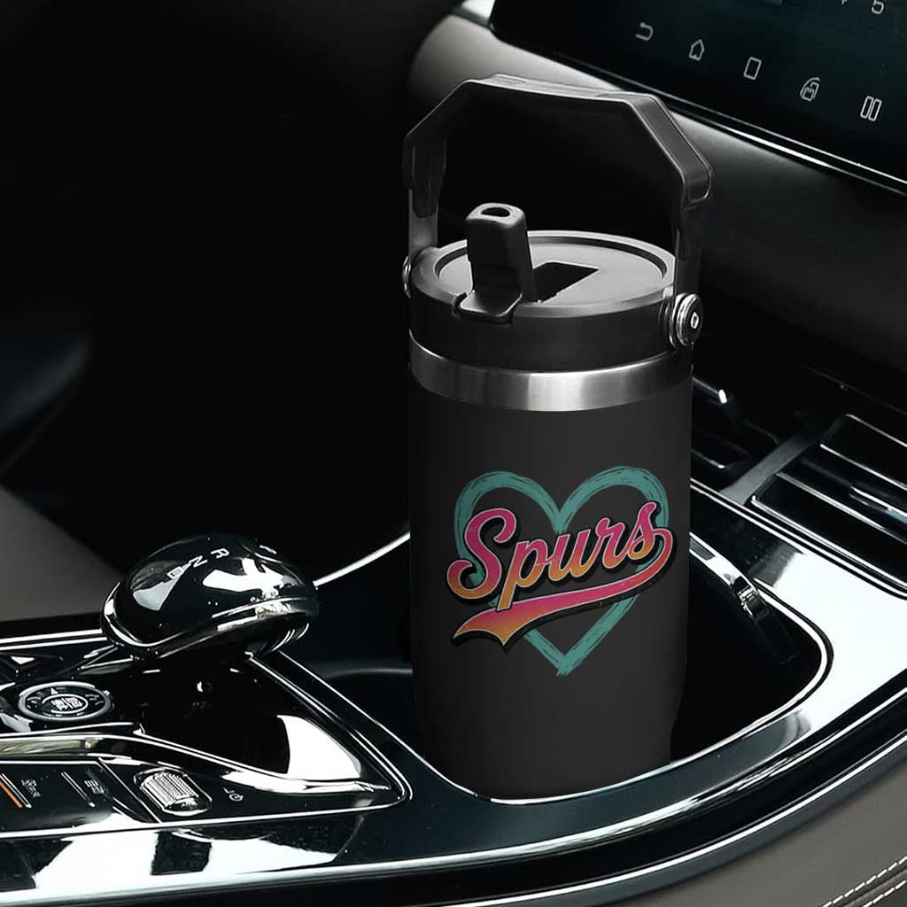 Retro Spurs Nickname Flip Straw Tumbler Vintage Hoops Fan Gift