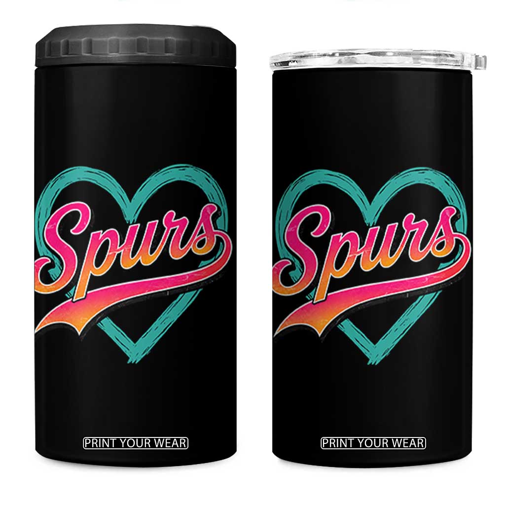 Retro Spurs Nickname 4 in 1 Can Cooler Tumbler Vintage Hoops Fan Gift