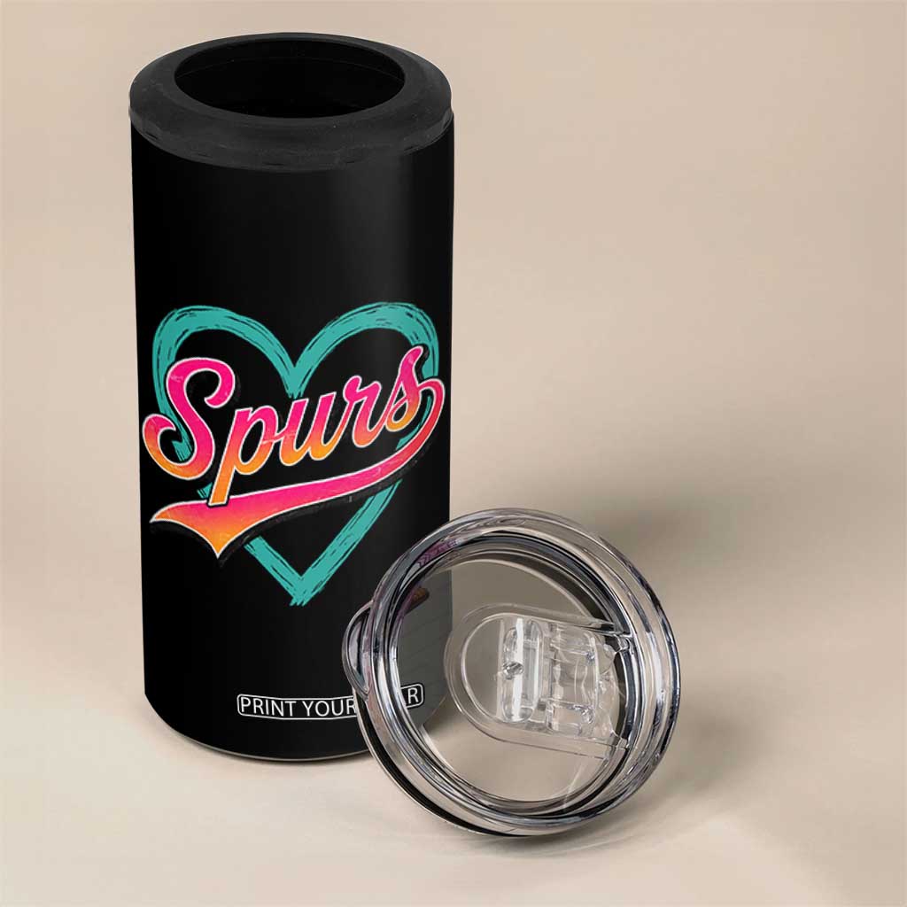 Retro Spurs Nickname 4 in 1 Can Cooler Tumbler Vintage Hoops Fan Gift