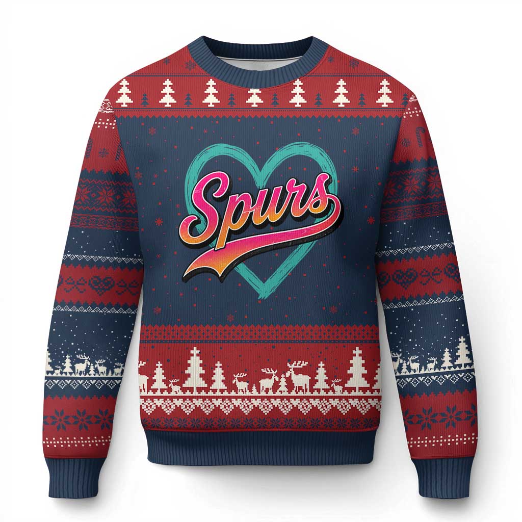 Retro Spurs Nickname Ugly Christmas Sweater Vintage Hoops Fan Gift