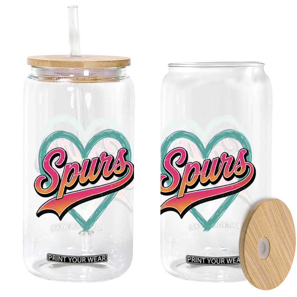 Retro Spurs Nickname Glass Can Vintage Hoops Fan Gift