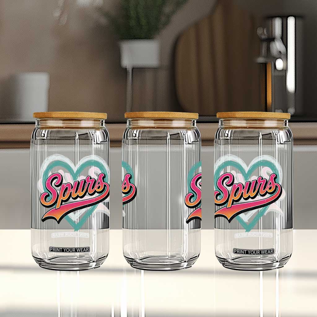 Retro Spurs Nickname Glass Can Vintage Hoops Fan Gift