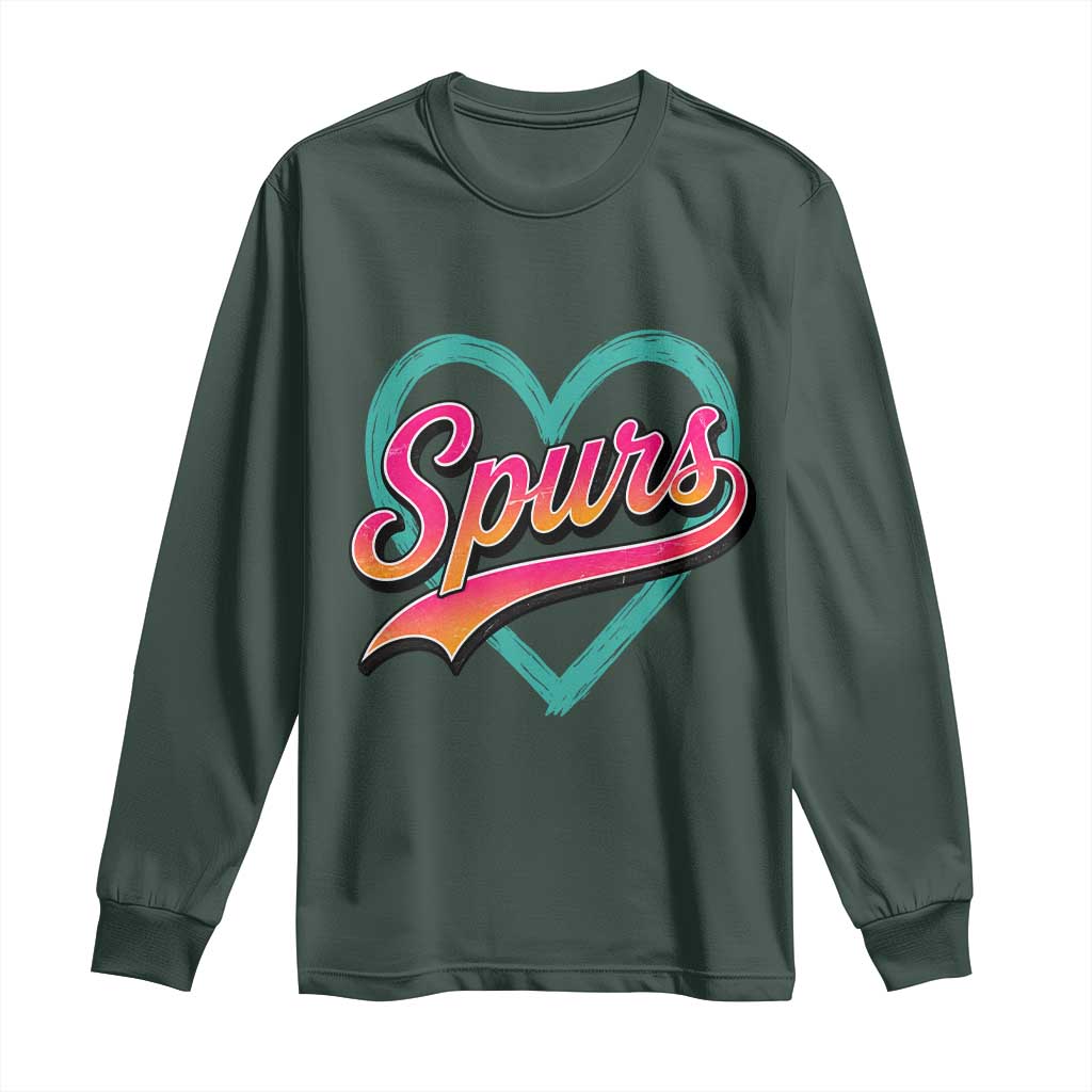 Retro Spurs Nickname Long Sleeve Shirt Vintage Hoops Fan Gift