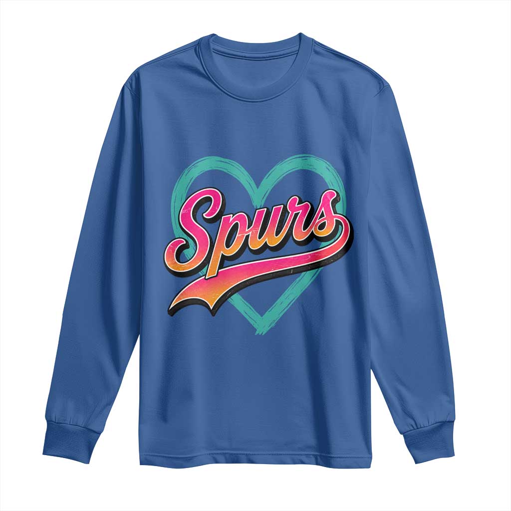 Retro Spurs Nickname Long Sleeve Shirt Vintage Hoops Fan Gift