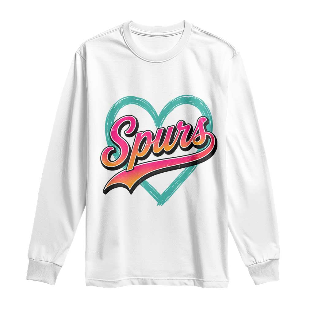 Retro Spurs Nickname Long Sleeve Shirt Vintage Hoops Fan Gift
