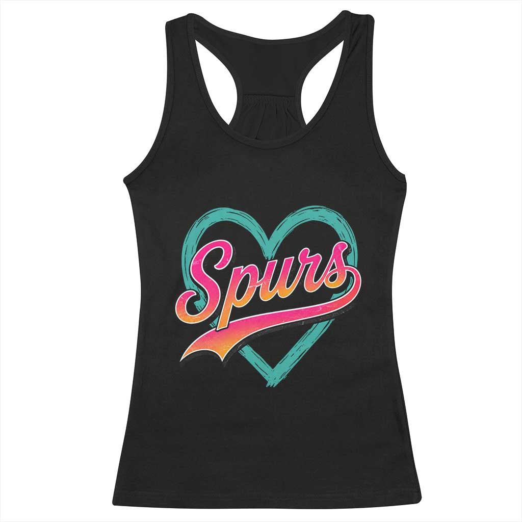 Retro Spurs Nickname Racerback Tank Top Vintage Hoops Fan Gift