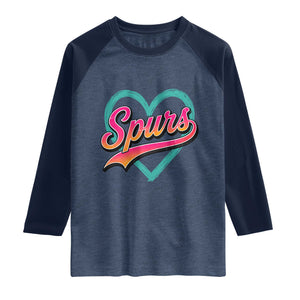 Retro Spurs Nickname Raglan Shirt Vintage Hoops Fan Gift