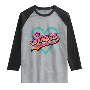 Retro Spurs Nickname Raglan Shirt Vintage Hoops Fan Gift