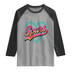 Retro Spurs Nickname Raglan Shirt Vintage Hoops Fan Gift