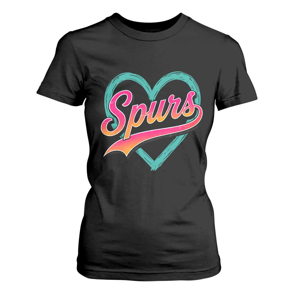 Retro Spurs Nickname T Shirt For Women Vintage Hoops Fan Gift TS12 Black Print Your Wear